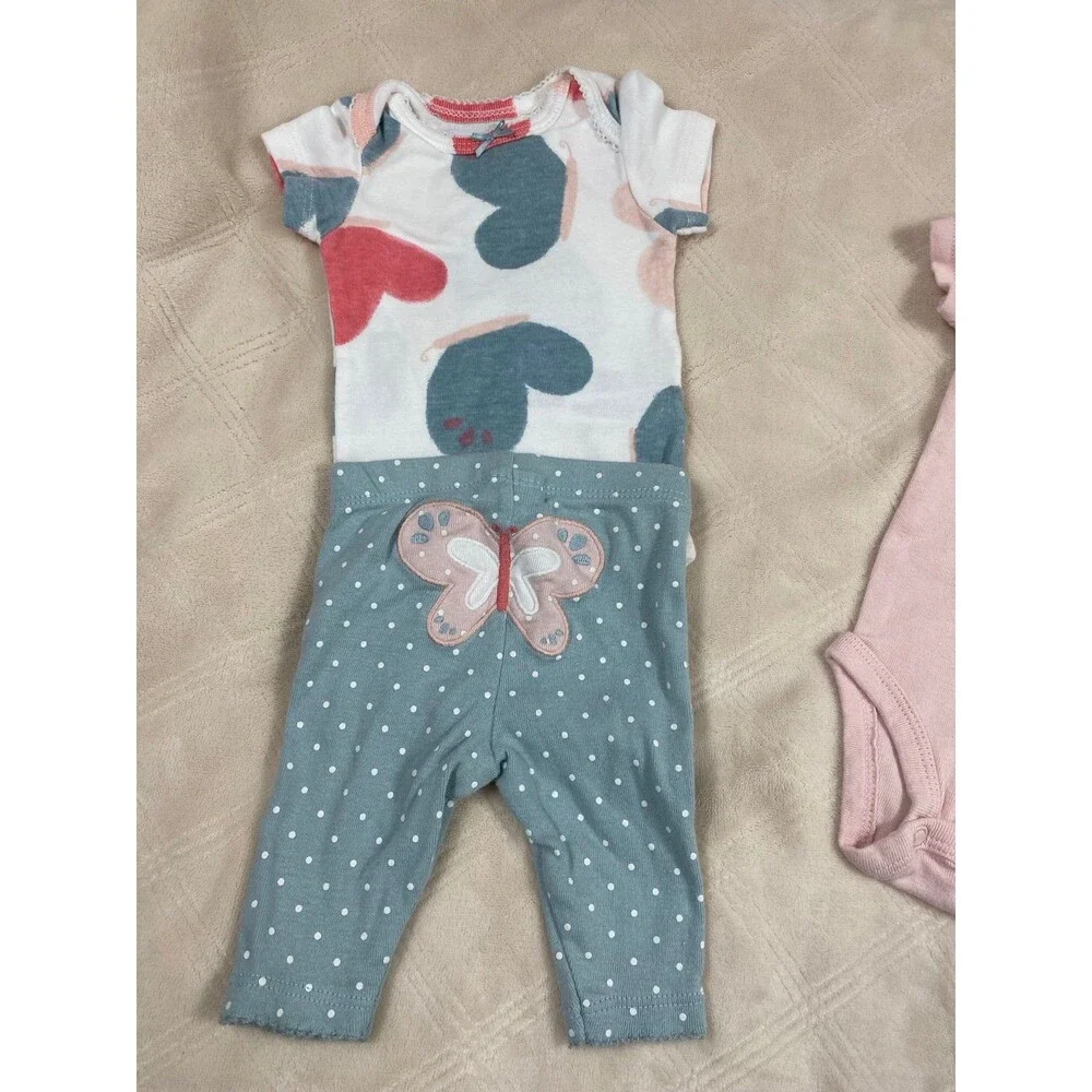 Carter’s Newborn Baby Girl Outfit Bundle Butterfly Hearts NB